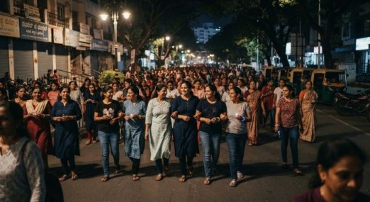 रातको सडक महिलाका लागि पनि हो भन्ने सन्देश दिन बेङ्गलुरुमा ५ किलोमिटर &lsquo;नाइट वाक&rsquo;